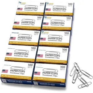 Paper Clips , Non Skid, 1.2 h, 1000 Count (10 Boxes of 100), ,