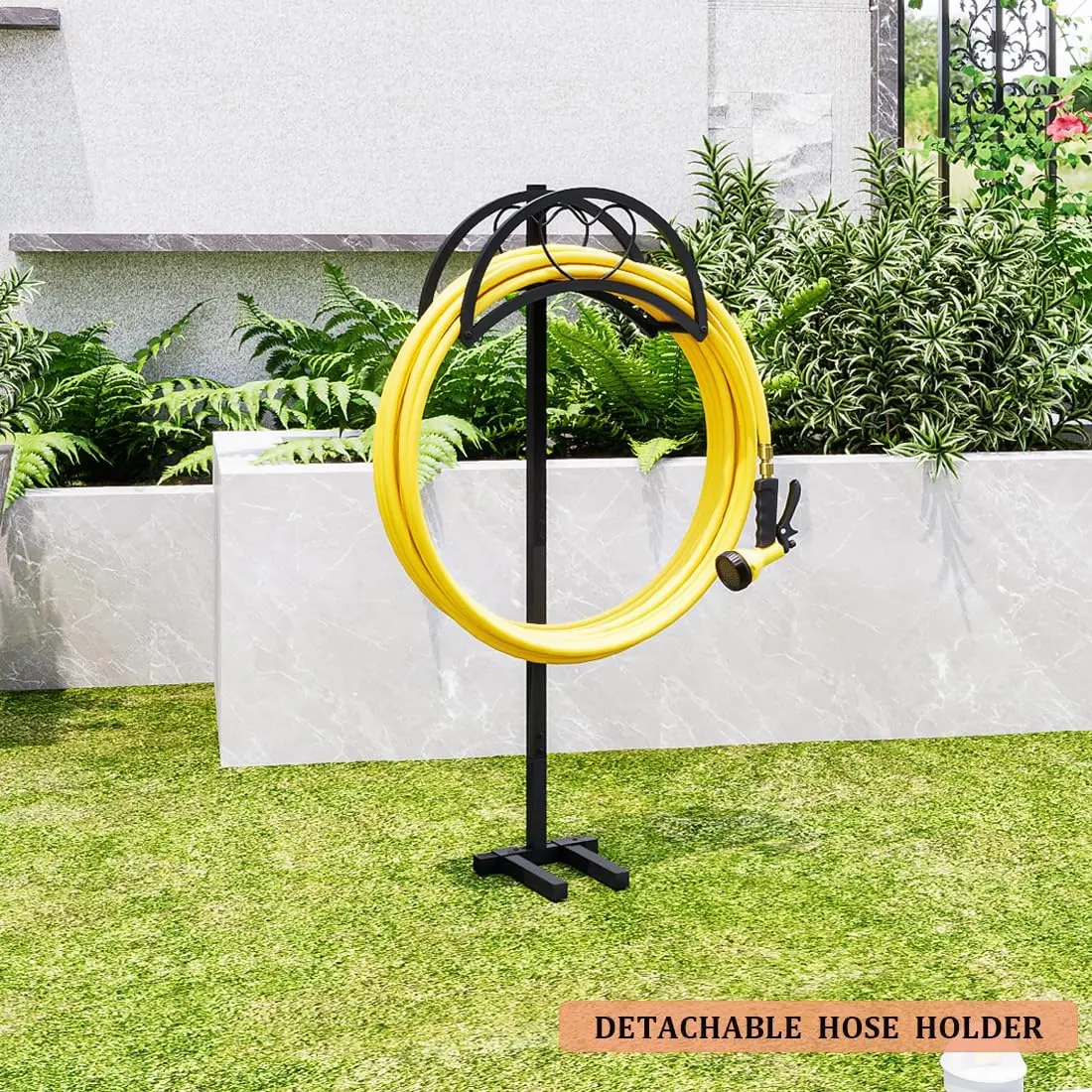 Garden Hose Holder Detachable Metal Water Hose Holder Hose Hanger Heavy Duty Free Standing Hose Storage Stand for Outside Yard, Black Deals For You Days Outdoor Tools summerwins