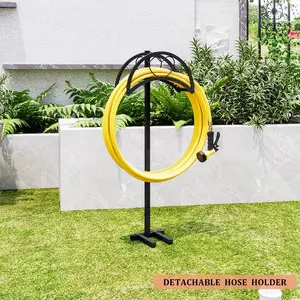 Garden Hose Holder Detachable Metal Water Hose Holder Hose Hanger Heavy Duty Free Standing Hose Storage Stand for Outside Yard, Black Deals For You Days Outdoor Tools