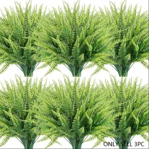 Realistic Plant Decor, Fake Boston Fern Leaf Outdoor UV Resistant Plastic Garden Decoration, Outdoor Faux Plants, Durable Window Box Ornament