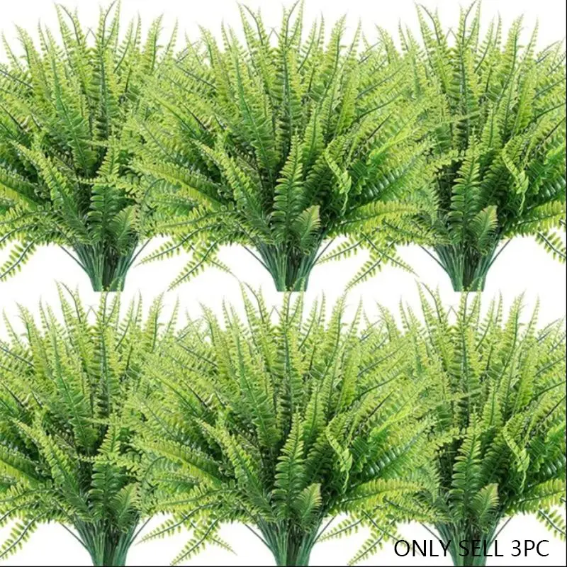 Realistic Plant Decor, Fake Boston Fern Leaf Outdoor UV Resistant Plastic Garden Decoration, Outdoor Faux Plants, Durable Window Box Ornament, Artificial Ferns, Faux Greenery Plants, Artificial Simulation Plant