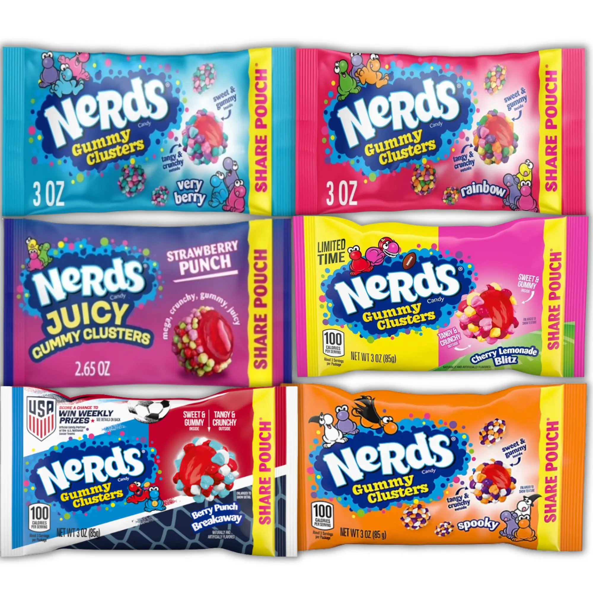 Nerds Gummy Clusters Variety Pack, 6 Bags, Assorted Flavors, Share Size