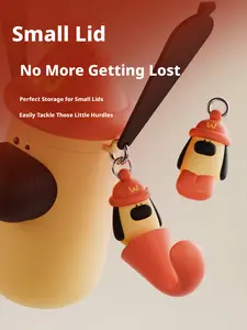 YOYAN Lid Storage Lick Dog Doll Food Grade Silicone Keychain Pendant Perfect for Small Lids No More Getting Lost Drinkware