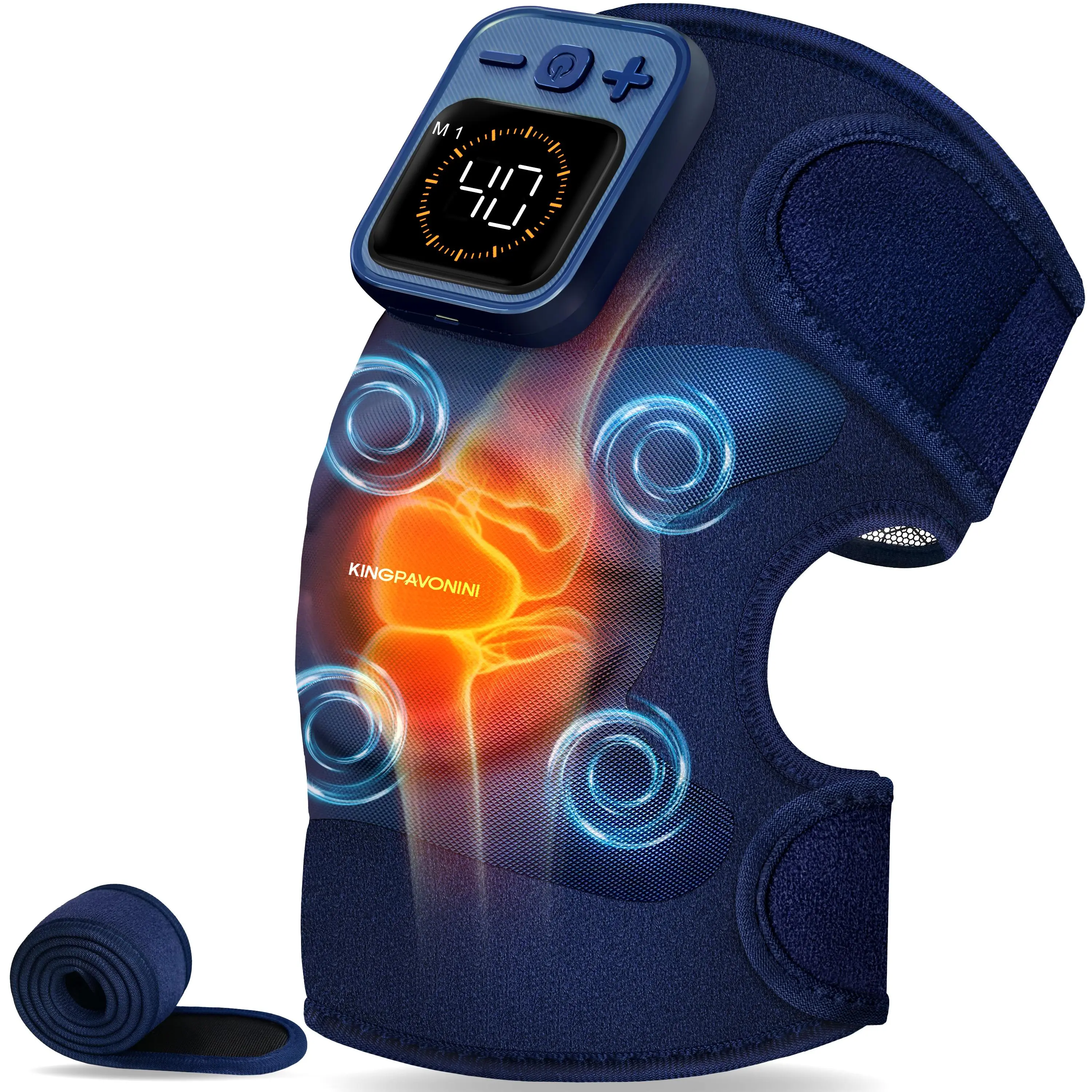 【DealsForYouDays】KingPavonini 3-in-1 Wireless Knee Massager with Heat & Vibration, Knee Heating Pad for Knee, Shoulder, Elbow, Upgraded 4 Powerful Motors, Fsa Hsa Eligible(1 PC Only (Single Unit))