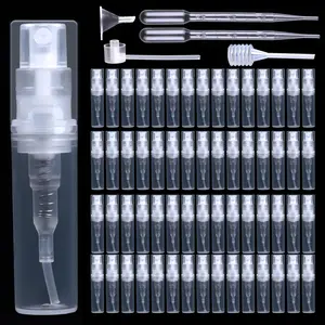 Pack of 60 Perfume Atomisers, 2 ml Mini Spray Bottle, Transparent Perfume Atomiser for Filling, Plastic Perfume Bottle, Small Bottle for On the Go