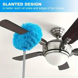 Extendable Microfiber Ceiling Fan Dust Cleaner, Long Handle, Reusable and Washable, Effortless Cleaning Brush for High Ceilings and Fans, Ceiling Fan Duster