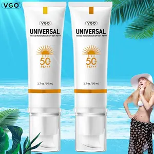 VGO Universal Tinted Moisturizer SPF 50 PA+++ 1.7 oz/50 mL Sunscreen Makeup Base for Daily Facial Skincare Earthy Yellow Liquid Foundation