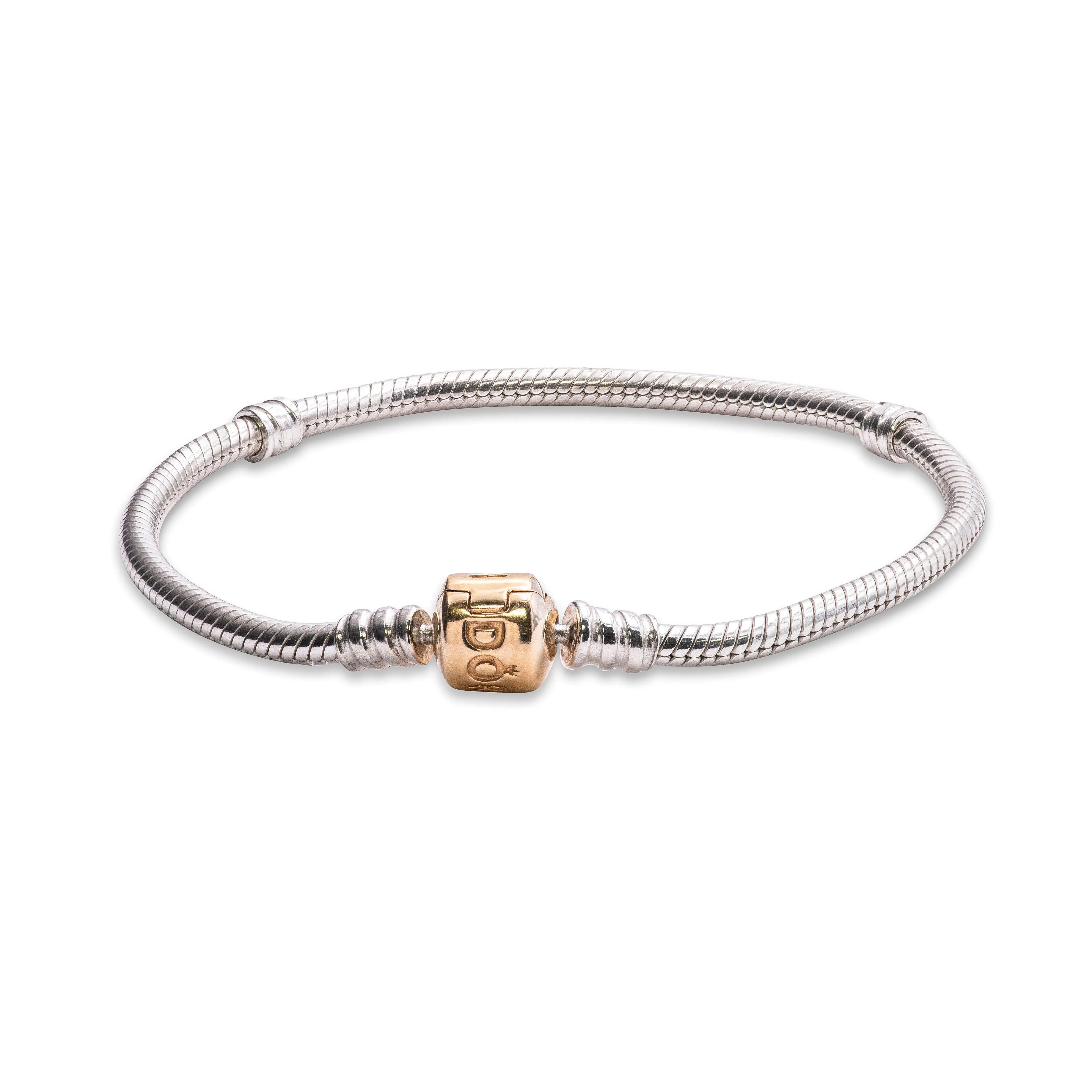 PANDORA Silver Charm Bracelet With 14K Gold Clasp 590702HG-17 PANDORA Silver Charm Bracelet With 14K Gold Clasp 590702HG-17