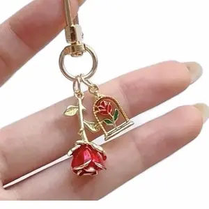 Red Rose Keychain - Elegant Bridal Accessory for Womenswear - Perfect for Keychains and Gifts