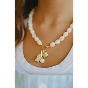 Tropical Coast Fish Charm Necklace - Ivory