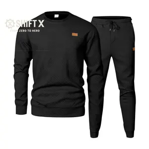 SHIFTX Men's 2 Piece Sweatsuits Outfits Casual Crewneck Jacquard Sweatshirt & Joggers Set High-Quality Fabric for Fall Winter Spring