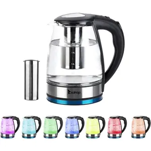 Winado Electric Kettle with Glas,Electric Glass Kettle and Tea Maker with Temperature Controls 110V 1500W 1.8L Glass Electric Kettle with Filter, Stainless Steel Lid & Bottom