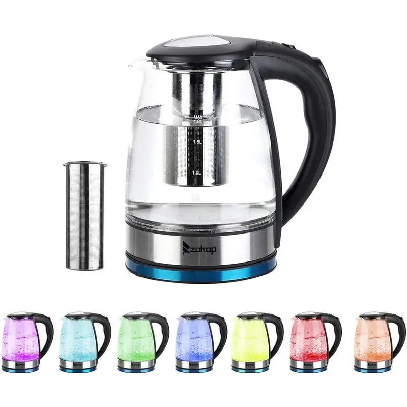 Ktaxon Electric Kettle with Glas,Electric Glass Kettle and Tea Maker with Temperature Controls 110V 1200W 1.8L Glass Electric Kettle with Filter, Stainless Steel Lid & Bottom