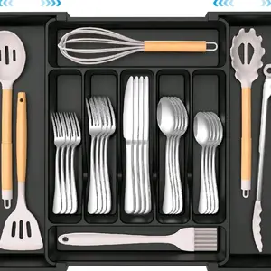 Extra Large Expandable Silverware Organizer, BPA-Free Food-Safe Cutlery Flatware