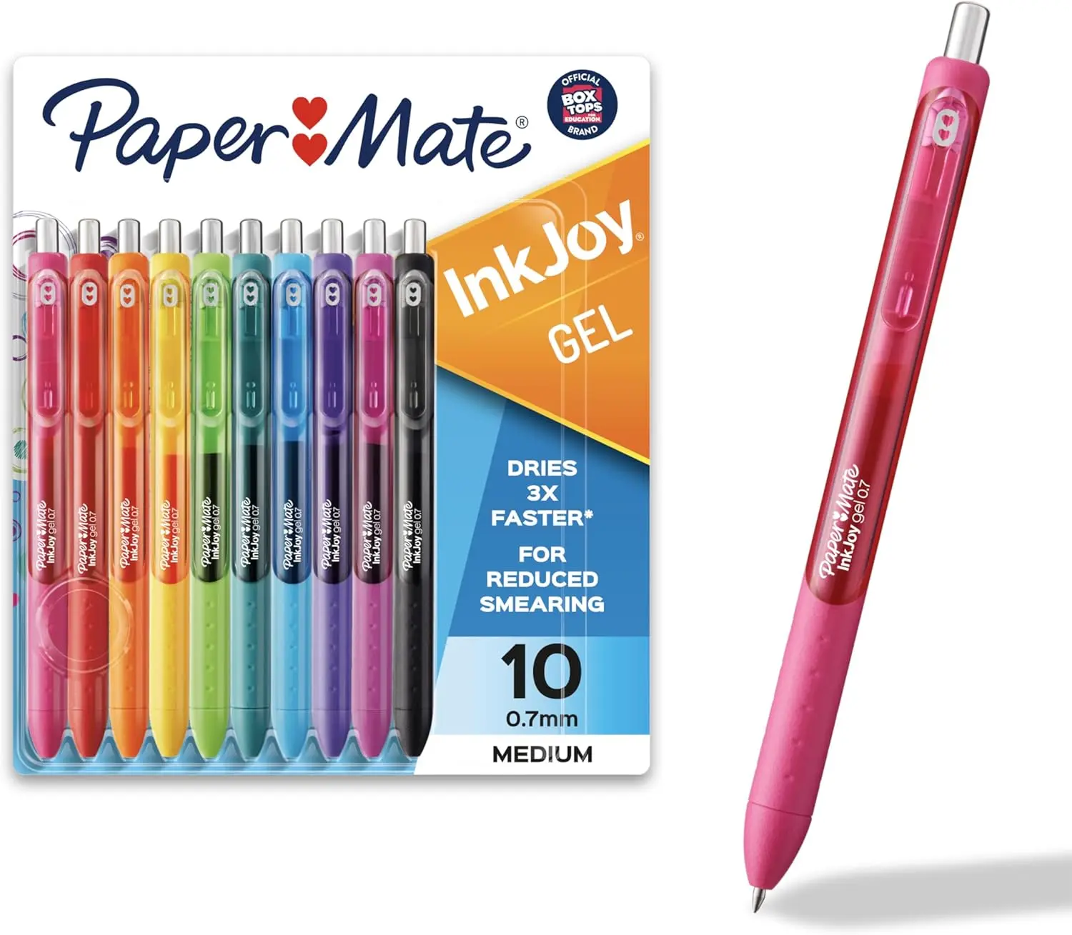 Paper Mate InkJoy Gel Pens, 0.7mm Medium Point, 10 Count - Vibrant, Crisp Lines, Colorful Writing, Teacher Supplies, Back to School Office Stationery