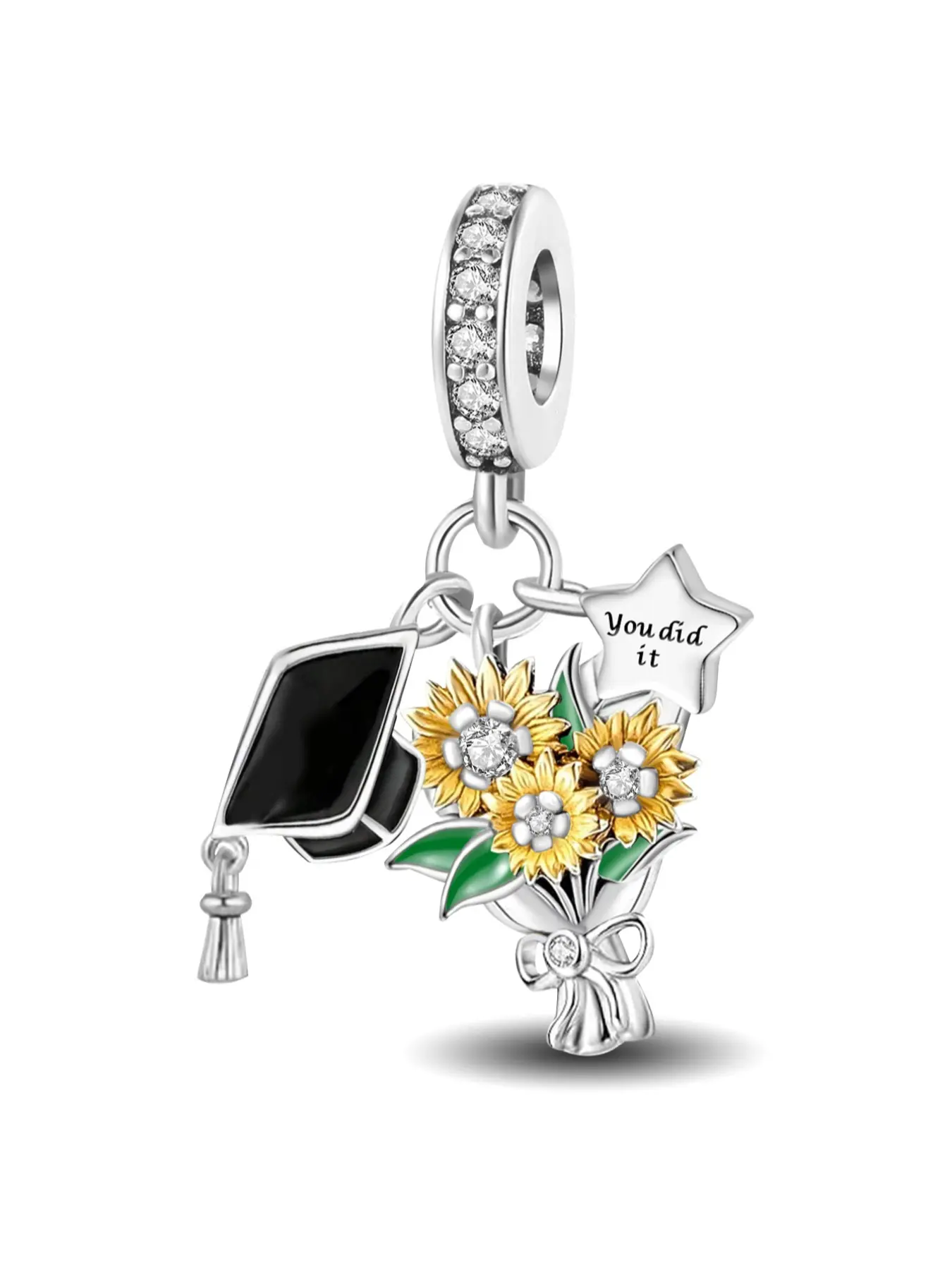 New Original Designed Silver Color Plated Charm Plant Sunflower Avocado Insect Butterfly Firefly Collection Beads Charm Pendant Ball Suitable for Bracelets Making Kits DIY Women's Jewelry Gift  Anniversary Graduation Gift Girl Ladies Daily Wear Decoration