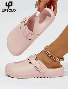 2026 Women's Solid Color Buckle Decor Clogs, Casual Comfortable Slippers, springtok Breathable Soft Slippers for Indoor & Outdoor Use Nurse Shoes Work Garden Slippers