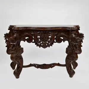 Rococo Revival Console Table | Hand-Crafted Reproduction | Ornate Floral & Scrollwork Detailing