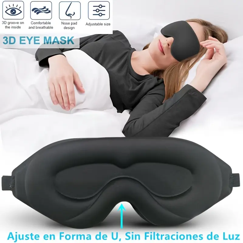 1 piece sleep mask, 3D deep contour eye mask, adjustable strap size, 100% blackout eye mask, soft and comfortable night shift travel yoga nap eye mask, Sleeping Mask, black bedroom, travel, office, school, back-to-school supplies