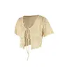 Women's Soft Basic Loose Minimalist Plain Short-Sleeve Hollow-Out Knit Open-Front Cardigan - Comfortable Lightweight Outdoor Outerwear, Summer Party Cover-Up Tops