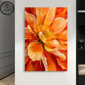 2D 1pc Canvas Wall Art with Large Orange and Yellow Flowers, Can Be Hung Directly for Home Decoration, Table Decoration, Modern Art Decoration, Children'S Room, Wall Art Decoration, Creative Space Wall Decoration, wall decor