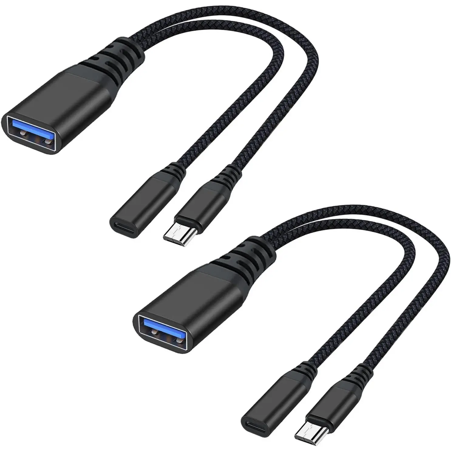 2 Pack OTG  Adapter for Fire TV Stick 4K,   USB to USB OTG  for Android Phone Tablet and  Host Devices with  USB (Black)