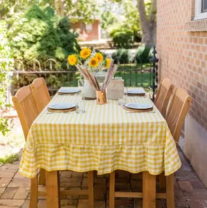 Yellow Ruffled Gingham Tablecloth Yellow Ruffled Gingham Tablecloth