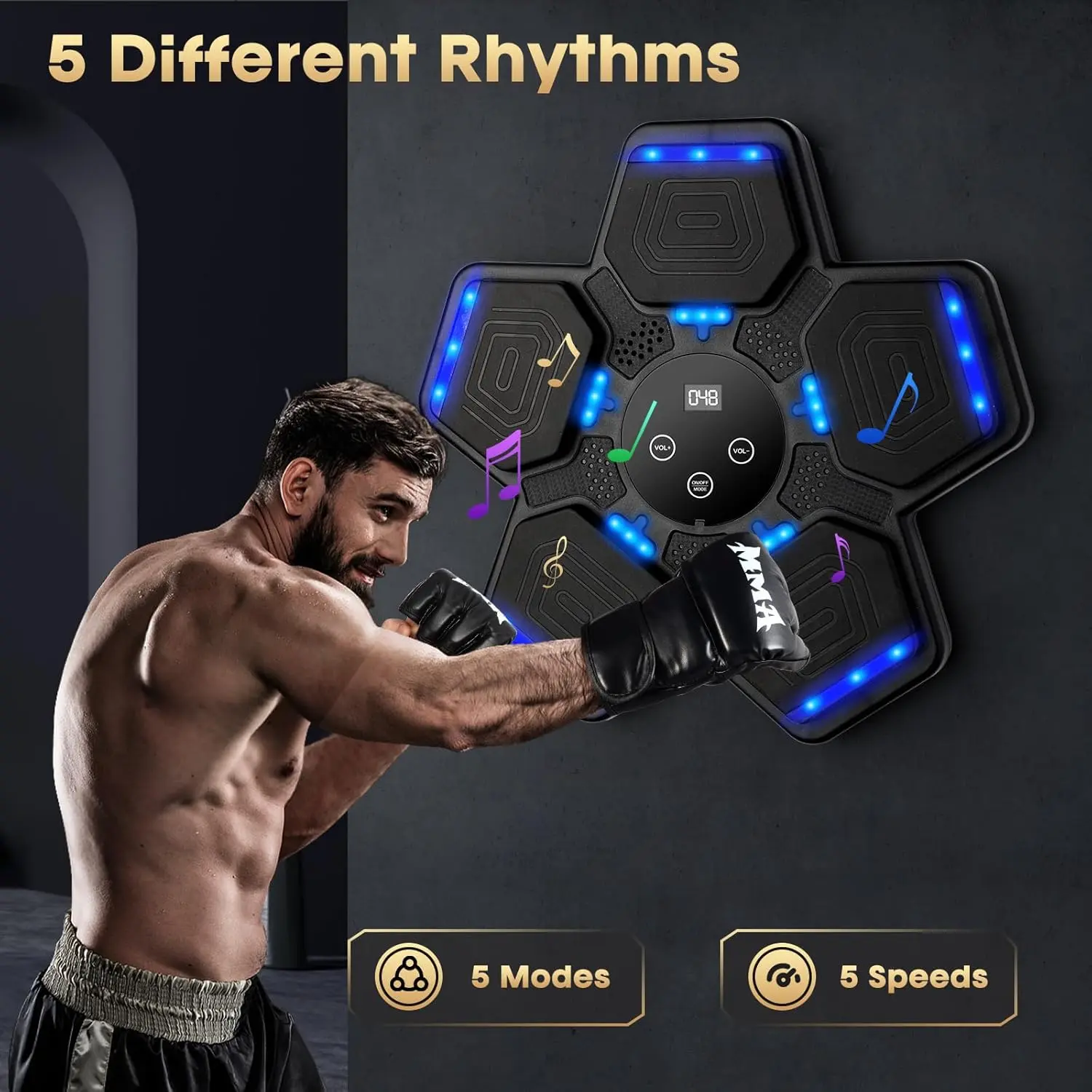 2026 Music Boxing Machine, Bluetooth Music Punching Bag with Boxing Gloves, Smart Boxing Machine for Kids Adult, Wall Mount Workout Equipment Target for Home, Gym, Office