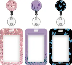 3 Set Heavy Duty Badge Holder with Retractable Reel,ID Badge Holder Key Card Work Badge Clip for Nurse Teacher Student Office Women Men