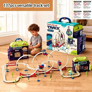 137 Piece Luxury Electric Train Track Toy Set, Play Set, Realistic Track, Electric Driving Tracks, Kids Educational Puzzle Toy, 3 Years+, Unisex Gift