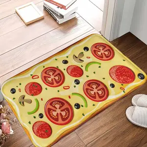 Pizza Slice Pattern Rug  Tomato Pepperoni Mushroom Print Mat  Soft Nonslip Washable Floor Carpet for Kitchen Dining Room Café Party Gift Home Décor