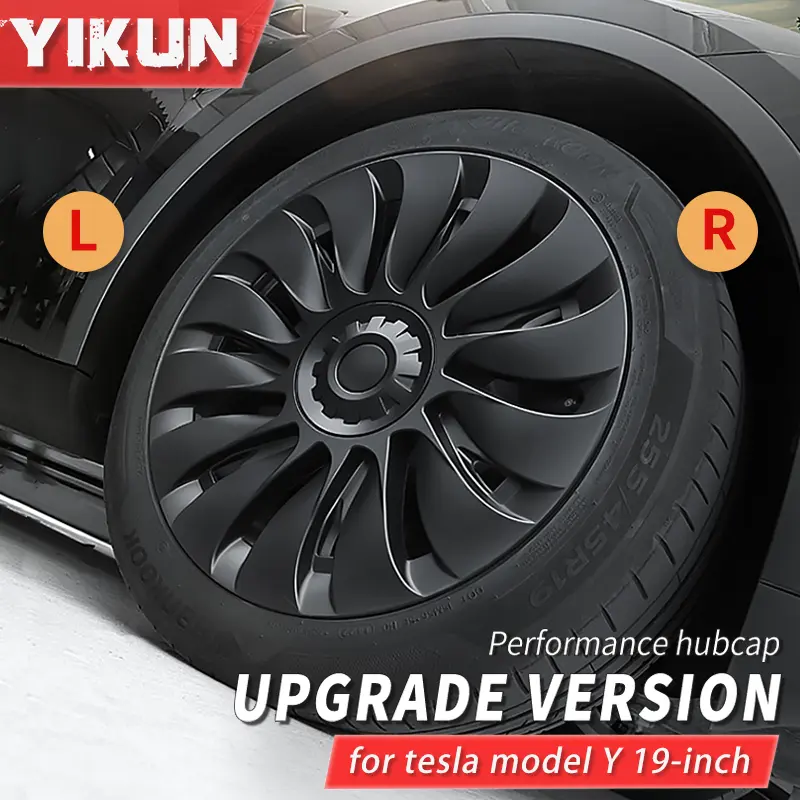YIKUN 4PCS 19-in Wheel Disc Covers, Tesla Model Y Performance (2020-2024) Car Rim Accessories, Snap-in Extrusion Installation, Aerodynamic, Wind Resistance Reducing, Weather-Resistant, Efficiency-Boosting, Easy to Install & Clean, Wheel Disc Cover, Cover