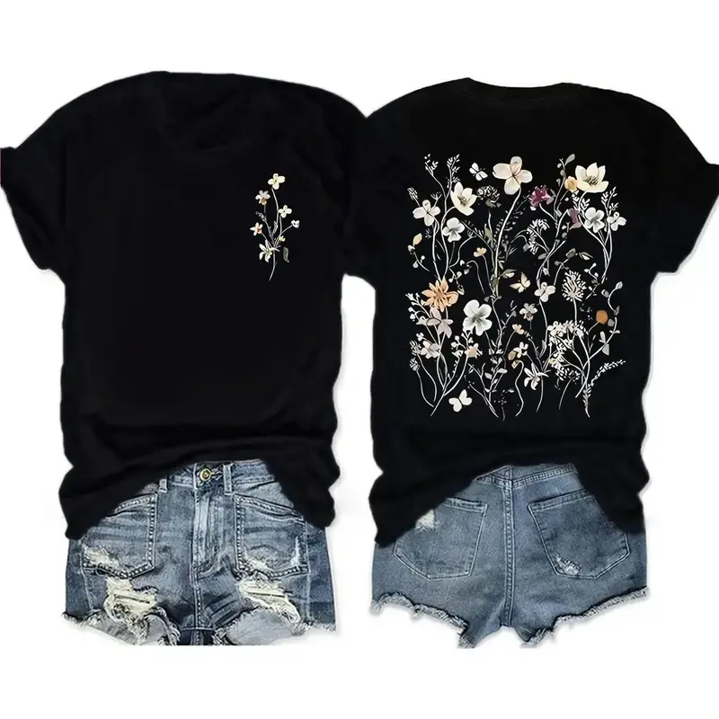 Mexico Roses Flag Colors Pattern T-Shirt for Women Men Cotton Clothing