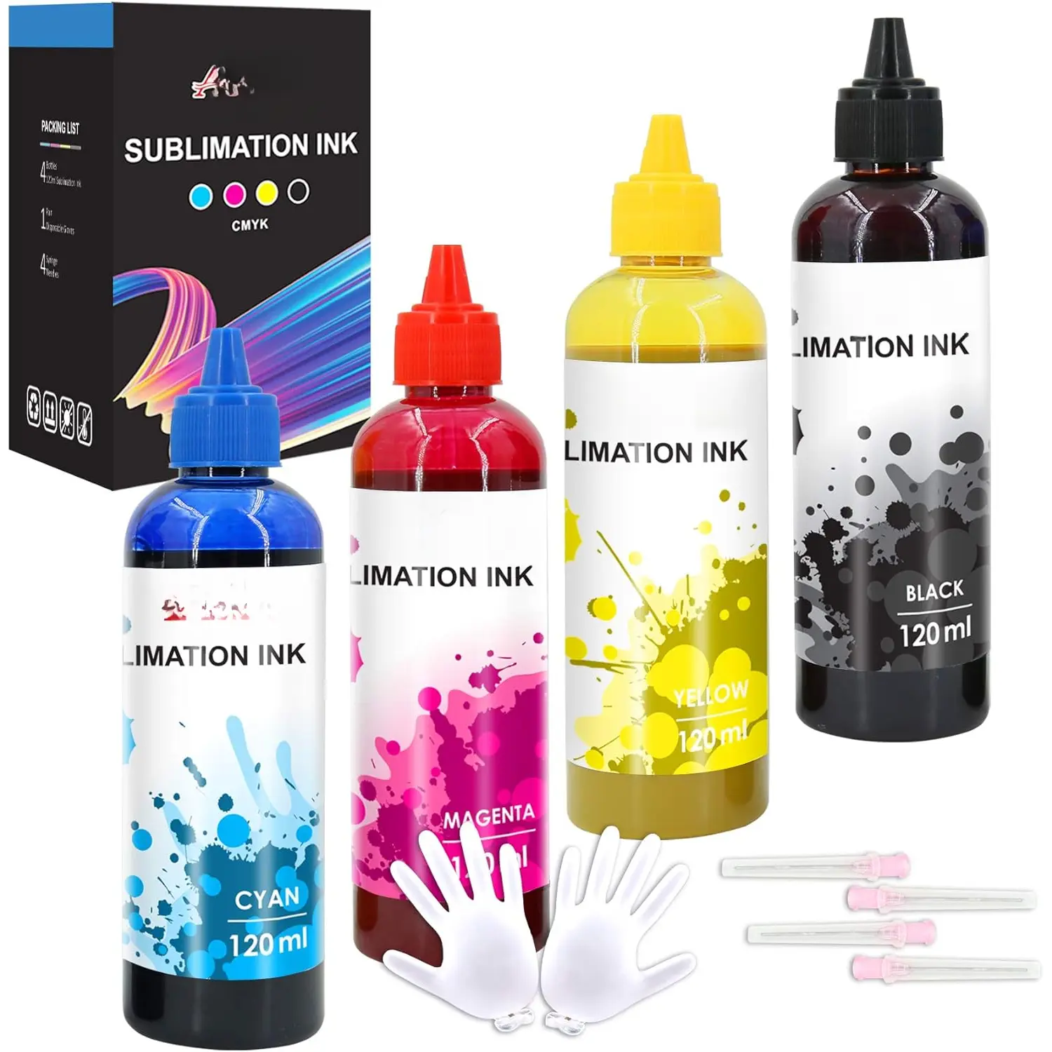 480ML Sublimation Ink Refill Compatible with ET-2720 ET-2760 ET-4760 ET-2800 ET-2803 ET-2850 ET-3760 WF-2830 WF-7710 Inkjet Printers for Heat Transfer Mug, Tumbler, T Shirts