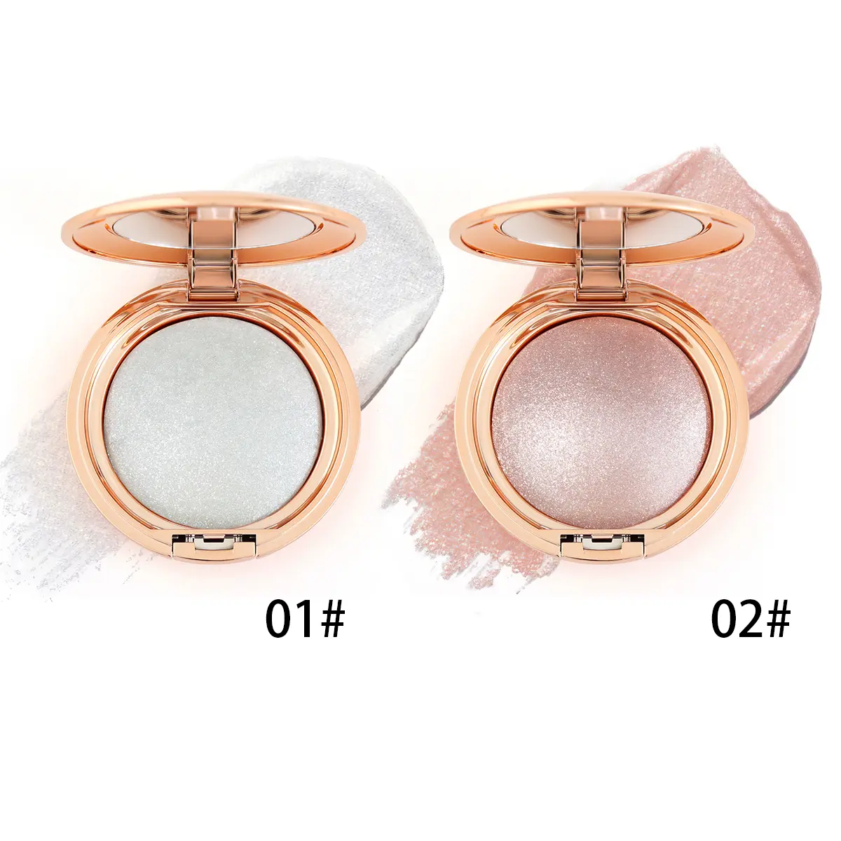 PHOFAY  Soft Pinch Glitter Powder Blush, Cosmetic Glow Blush with Pearlescent Fine Glitter for Subtle Facial Highlight, Compact Blush