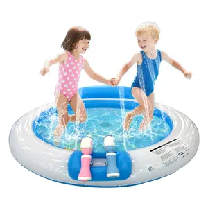 Mother’s Day Special: 55’’ Splash Pad with 2 Built-in Water Cannons – Mommy & Me Interactive Sprinkler Pool, Baby’s First Outdoor Water Mat, Backyard Summer Fun for 4-6 Yrs