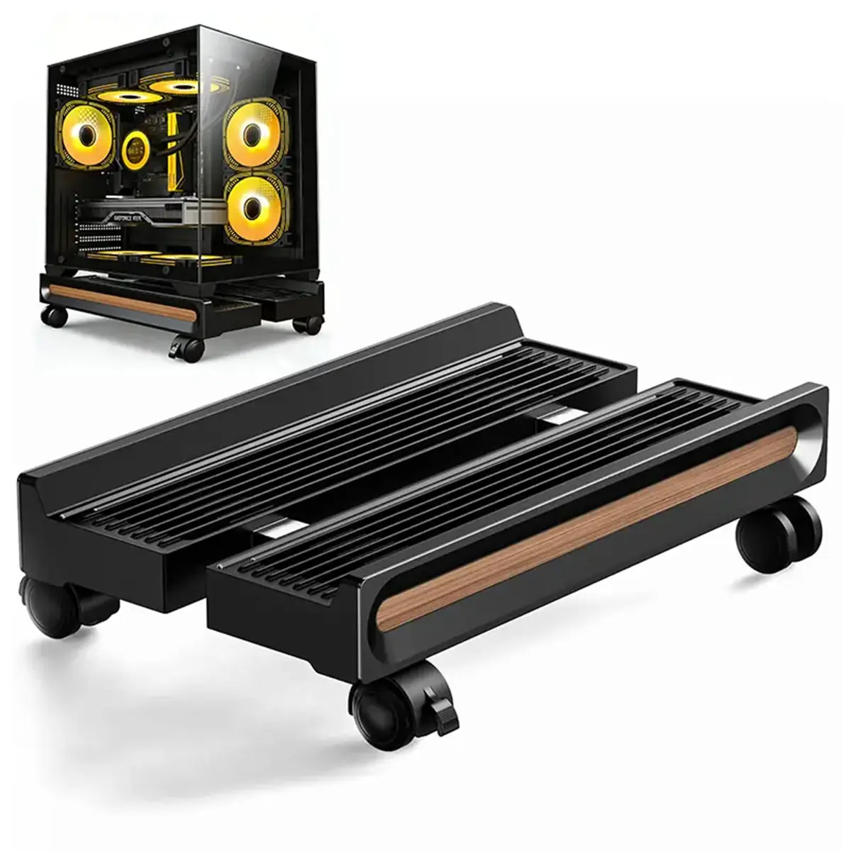 Heavy Duty Rolling PC Tower Stand with Wheels - Adjustable CPU Holder (9.8in-12.6in), Lockable Wheels for Easy Movement, Sturdy Base Desktop Stand for Home Office & Gaming Setup, Computer Accessories, Computer Stand For Desk, Pc Gaming Setup