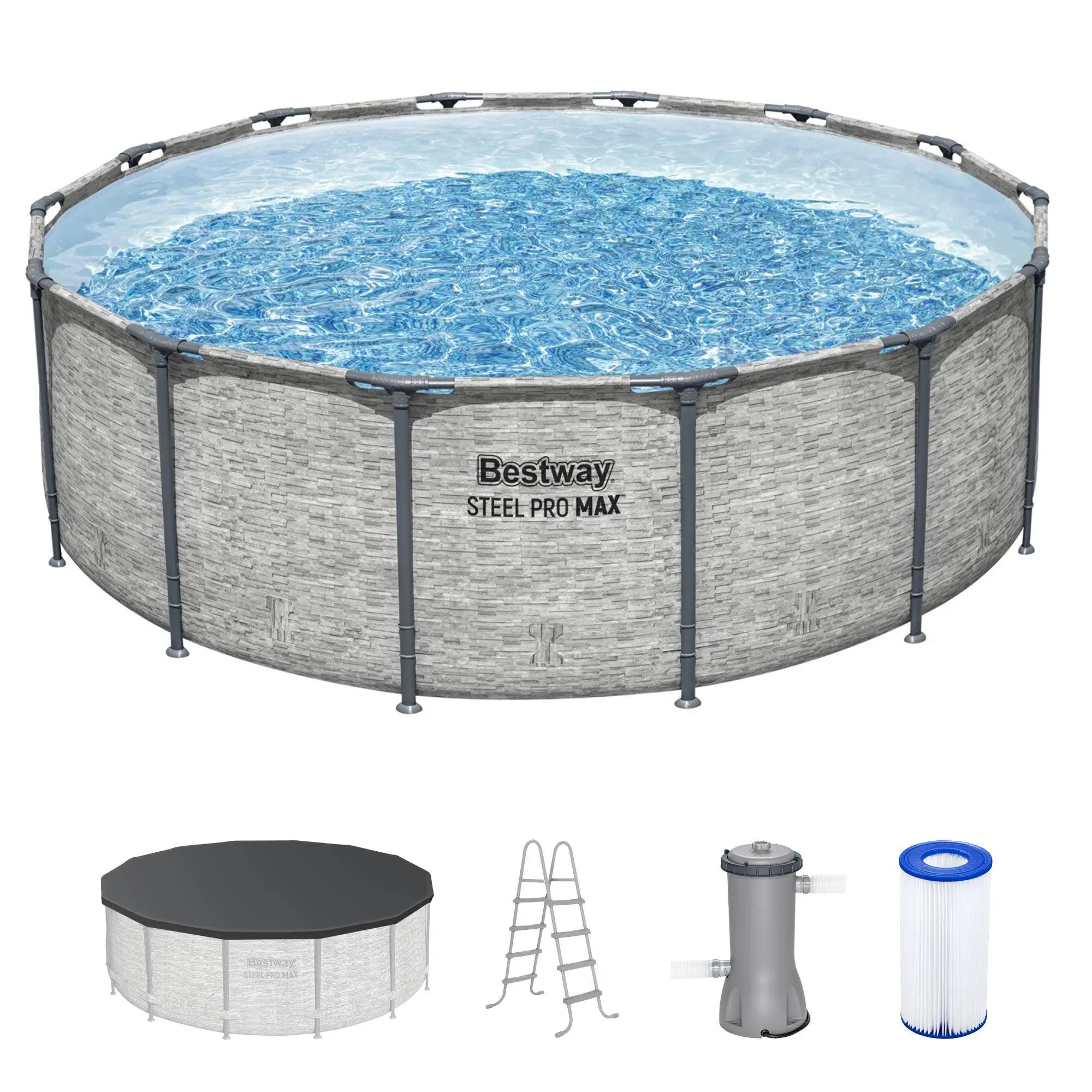 Bestway Steel Pro MAX Round Above Ground Swimming Pool with Pump & Cover Bestway Steel Pro MAX Round Above Ground Swimming Pool with Pump & Cover