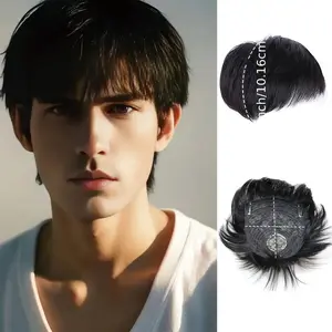 New 2025 Arrivals Real Human Hair Men'S Wig Replacement Patch - Straight, Natural Look, Easy to Wear, No Shedding, Perfect for Daily Use, Hairpiece Replacement |   Natural Look Wig |   Secure Fit Wig