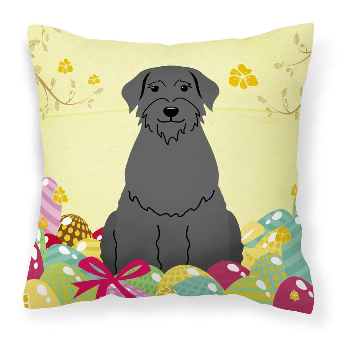 Easter Eggs Giant Schnauzer Fabric Decorative Pillow BB6066PW1818