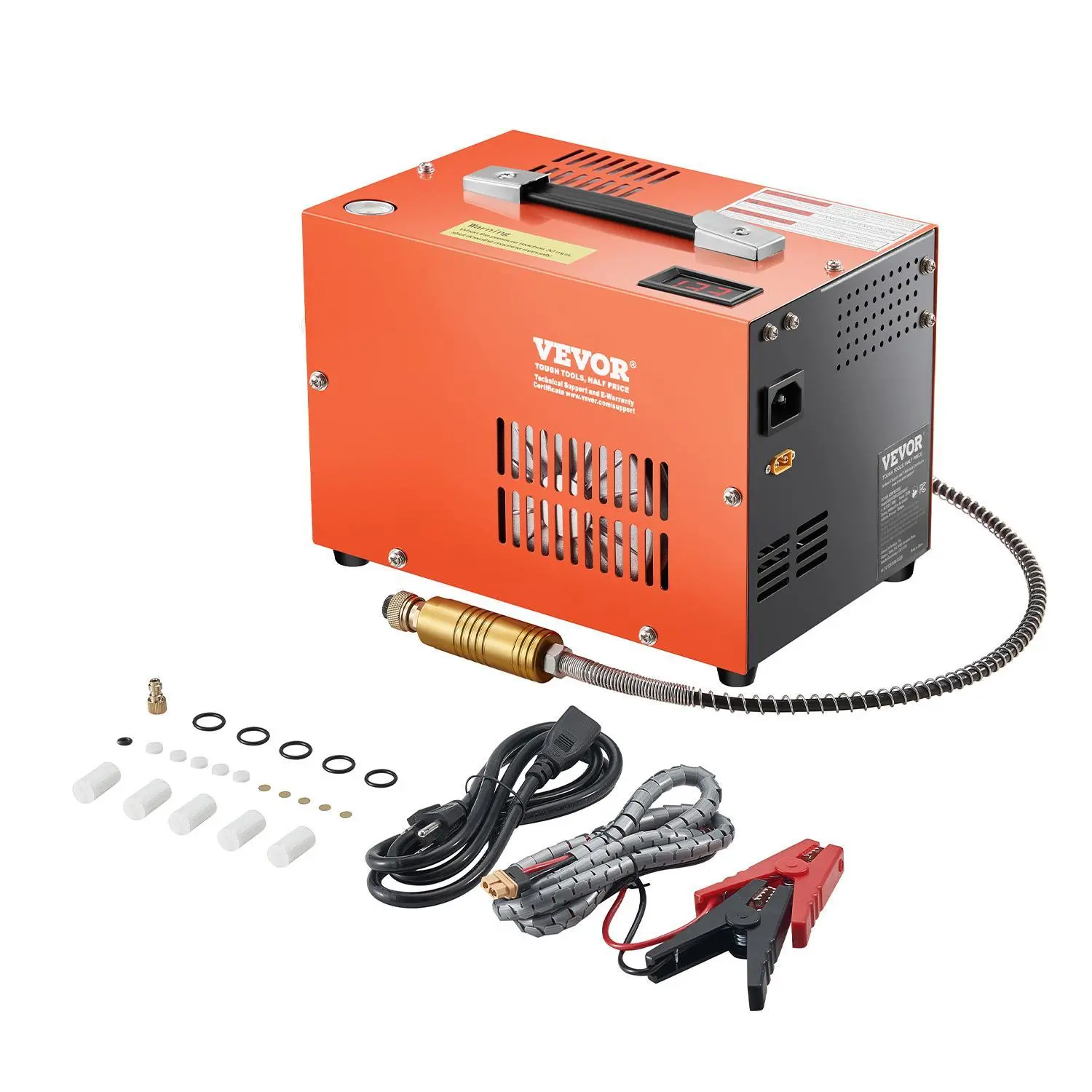 【Summerfinds】VEVOR PCP Air Compressor,  , 4500PSI/30Mpa Portable PCP Airgun Compressor with Built-in Converter & Fan Cooling System, DC12V/AC120V Manual-Stop Air Rifle, Paintball and Scuba Tank Compressor Pump