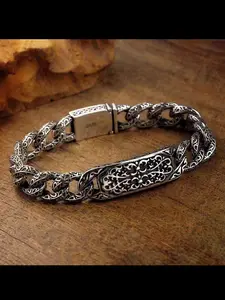 New Men's Bracelet with Auspicious Pattern, Vintage Couple Jewelry, Unisex Ring Clasp Bracelet, Fashionable Accessories for Him and Her