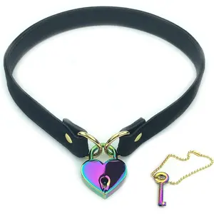 Padlock choker collar Lolita collar cat Kitty velvet necklace with lock and key