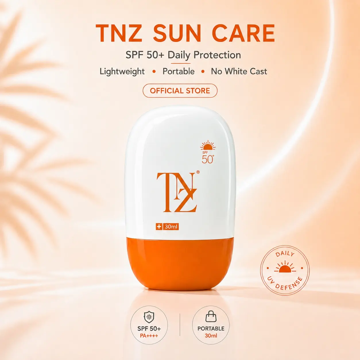TNZ SPF 50+ Face Sunscreen 30ml – Hydrating & Soothing Daily Sunscreen, Sensitive Skin Friendly, Lightweight Moisturizing Formula, Broad Spectrum UV Protection, Travel Size, Smooth, Moisture, Bottle, High Spf