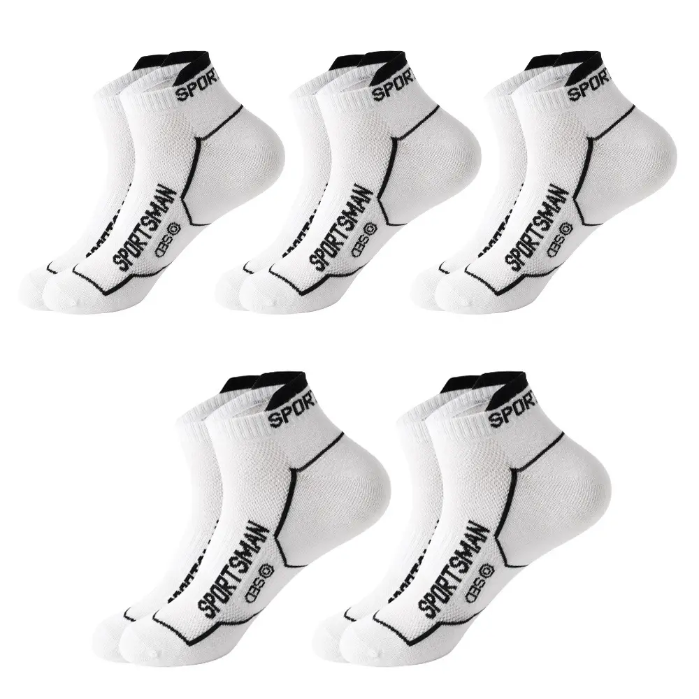 5 Pairs Men Sport Ankle Socks, Cushioned Moisture Wicking Athletic Socks, Breathable Low Cut Socks with Arch Support, Non Slip Short Socks for Running Training & Daily Use