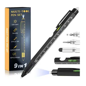 9 in 1 Multitool Pen,Compact EDC Tool with LED Light,Multifunctional bottle opener holder outdoor tool pen,LED light screwdriver touch screen ballpoint pen,Cool Gadgets,Great Gift for Office, DIY, Dad, Husband, Boyfriend