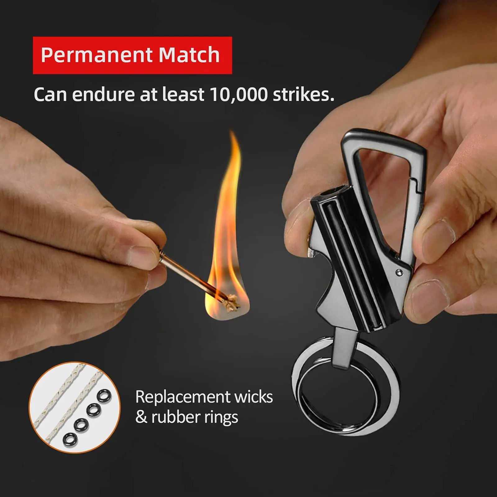 (Fuel Not included) 3-in-1 Mulitiple Use Fire Starter with Bottle Opener, Emergency Survival Waterproof Keychain Lighter for Camping