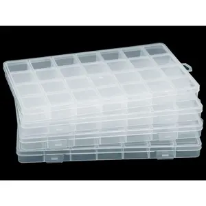 4Pack 28 Grids Bead Organizer Plastic Organizer Box with Fixed Dividers-Jewelry, Accessories, and Small Parts Container Clear Box for Jewerly Beads, Sewing, Drawing - Home Improvement.