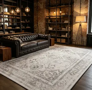 Aesthetic Vintage Medallion Area Rug - Trendy Retro Distressed, Washable, Non-Slip, Farmhouse Home Decor, Living Room Decor, Rugs for Living Room, Bedroom Essential
