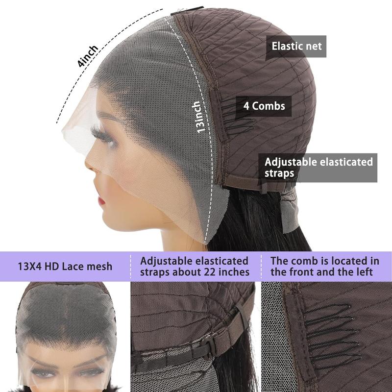 Bob Wig 100% Human Hair Wigs Glueless Lace Front 180% Density 10 Inches Bob, Pre Cut Plucked Lace Short Wig Ready To Go Natural Color Straight Bleached Knots Black Wigs